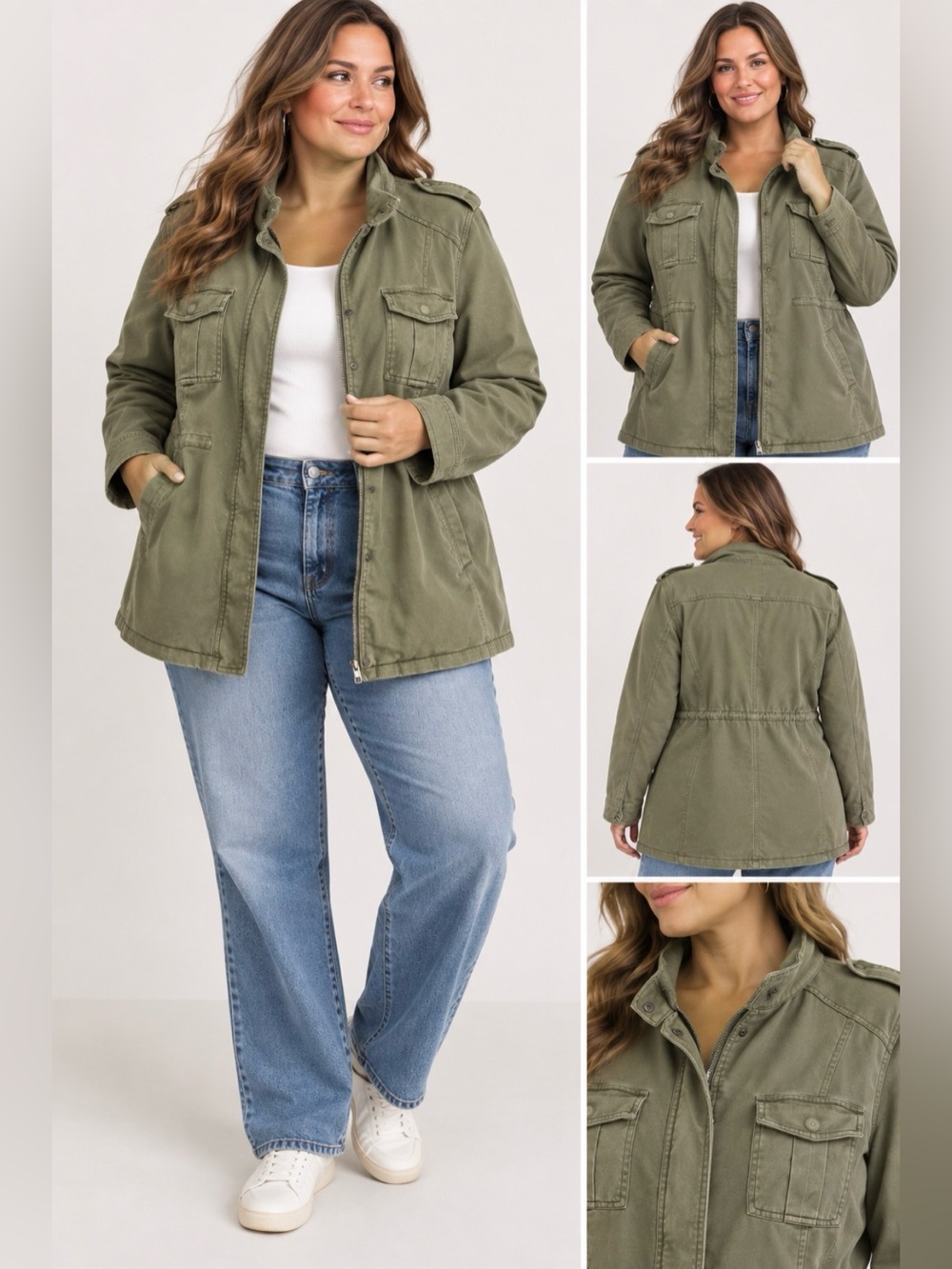 Torrid Size 3 Olive Green Utility Jacket Military Cargo Jacket